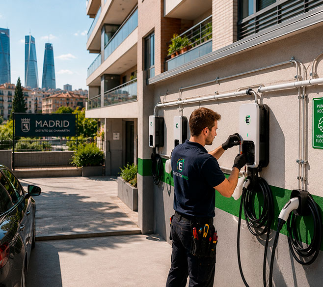 instalación de puntos de recarga para vehículos eléctricos en edificios residenciales.
